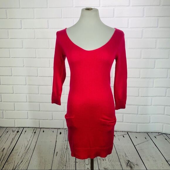 10/$25🦋 Express Pink Long Sleeve Pockets Sweater Dress - Size XS - Picture 1 of 16